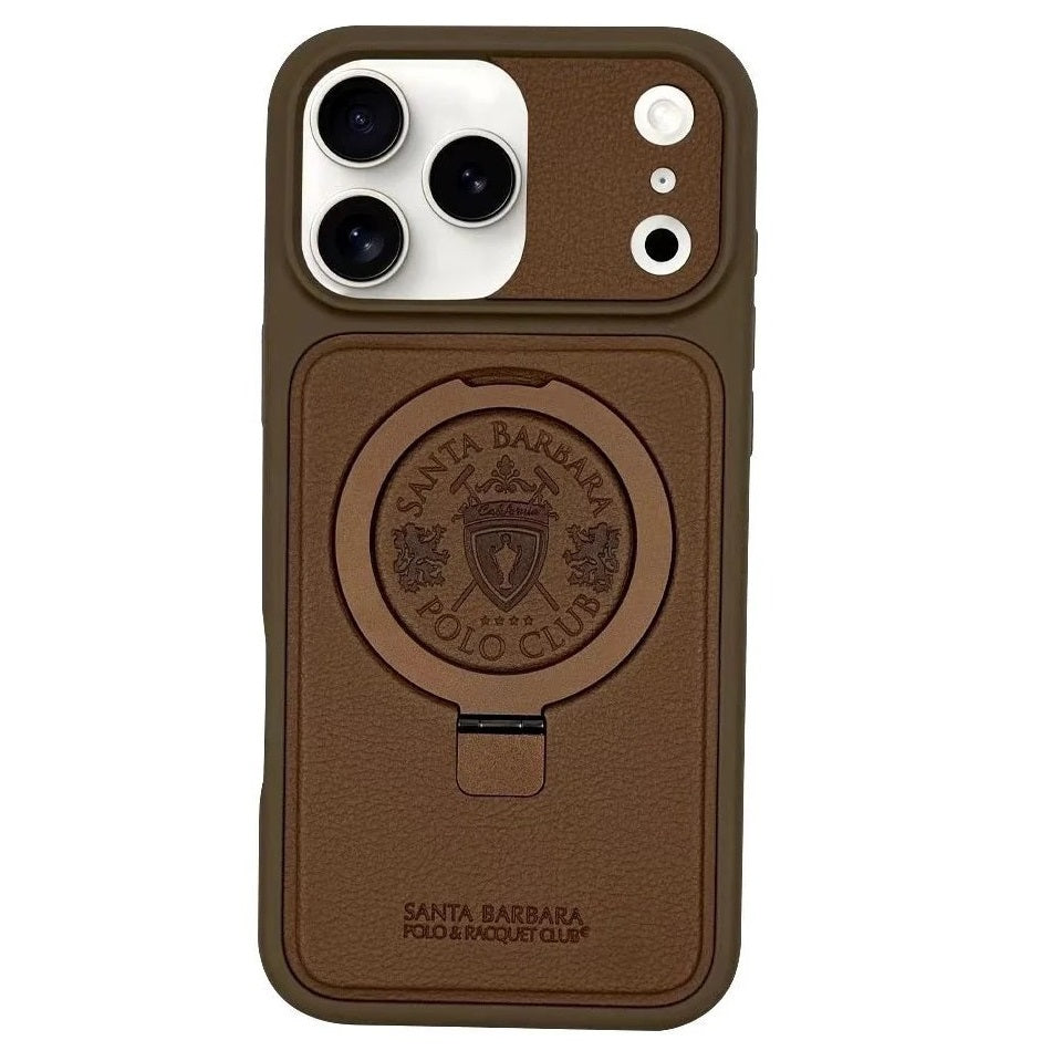 iPhone 17 Pro Max Leather Case, Original Santa Barbara Primo Series Leather Back Cover - Brown